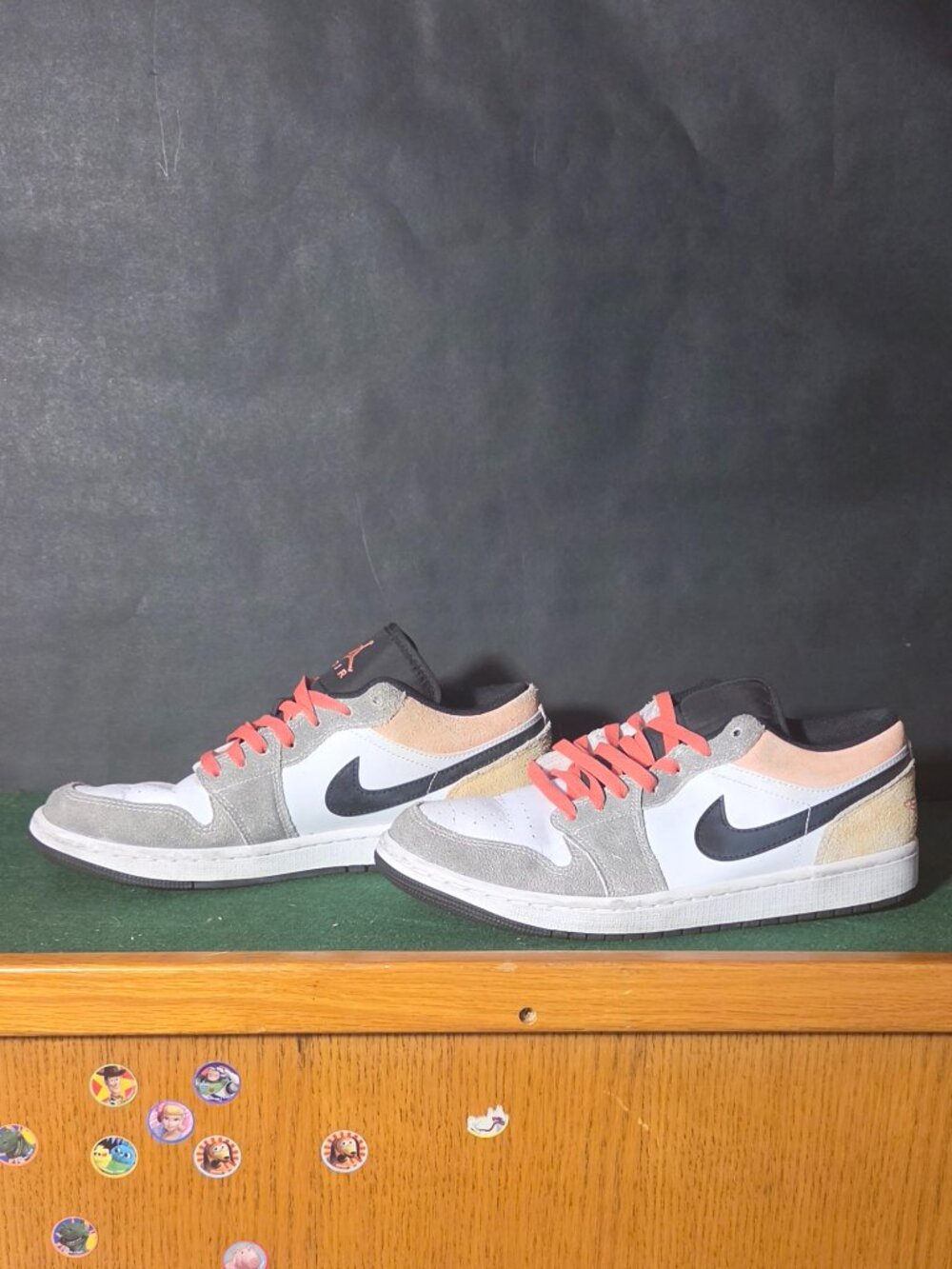 Nike Air Jordan 1 Low Grey Suede Coral Laces Sneakers